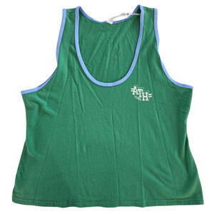 Daily Practice by Anthropologie ScoopNeck Tank Kelly Green Blue Trim Size XLARGE